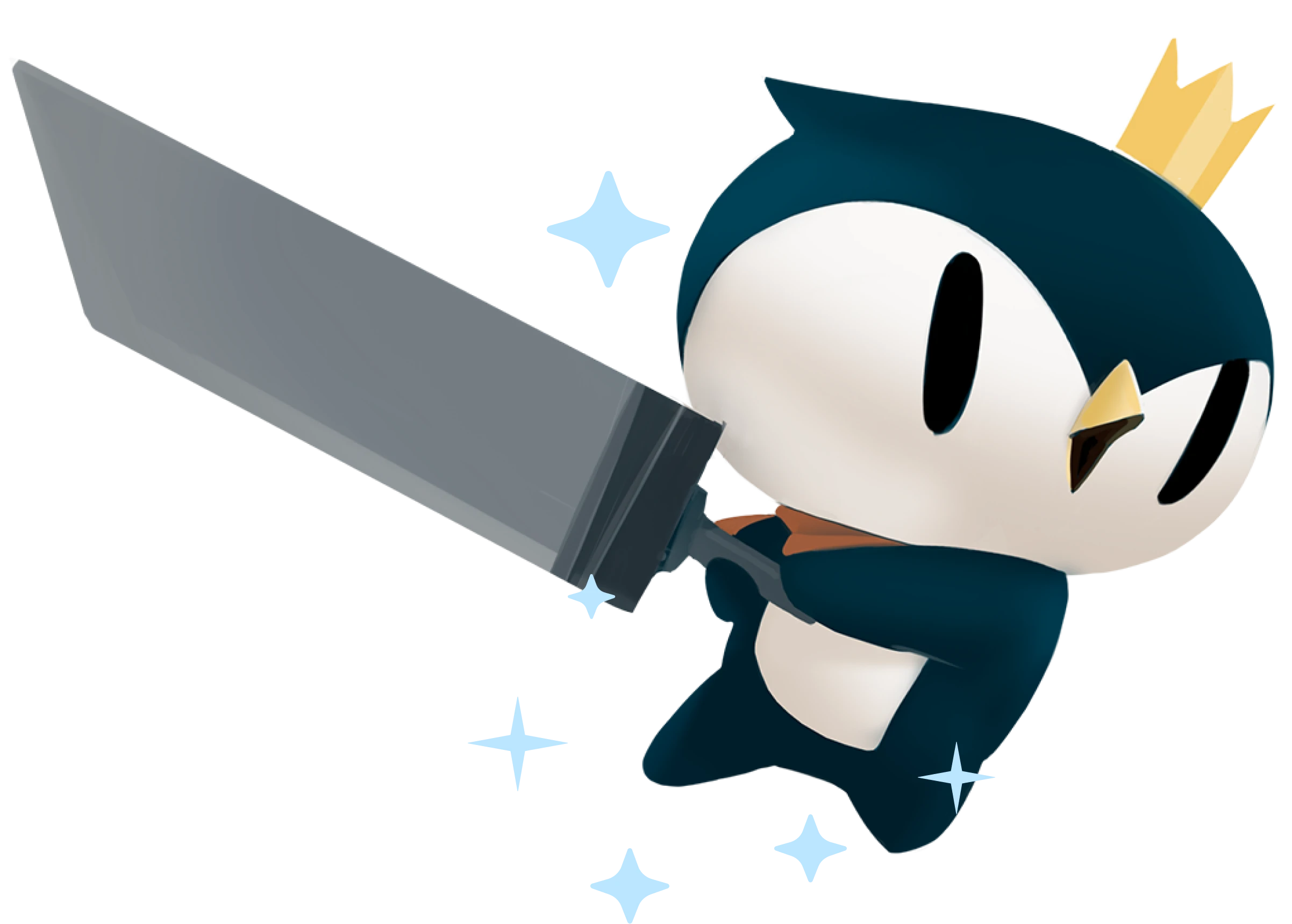 Pluu holding a sword